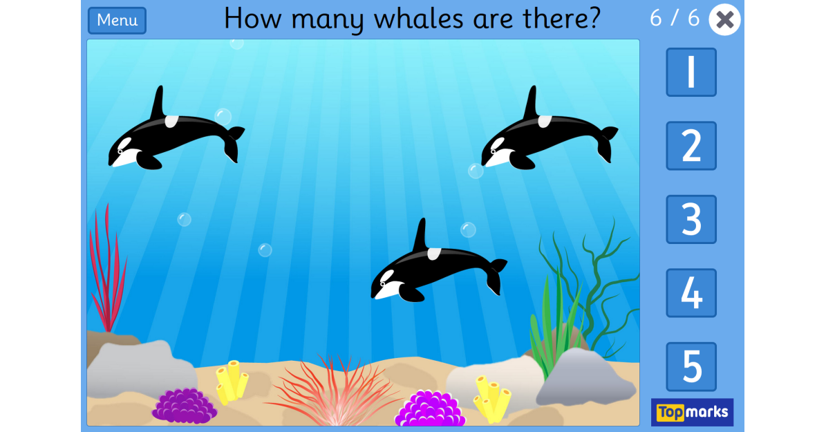 Learn to Count up to 10 with Underwater Counting Maths Game